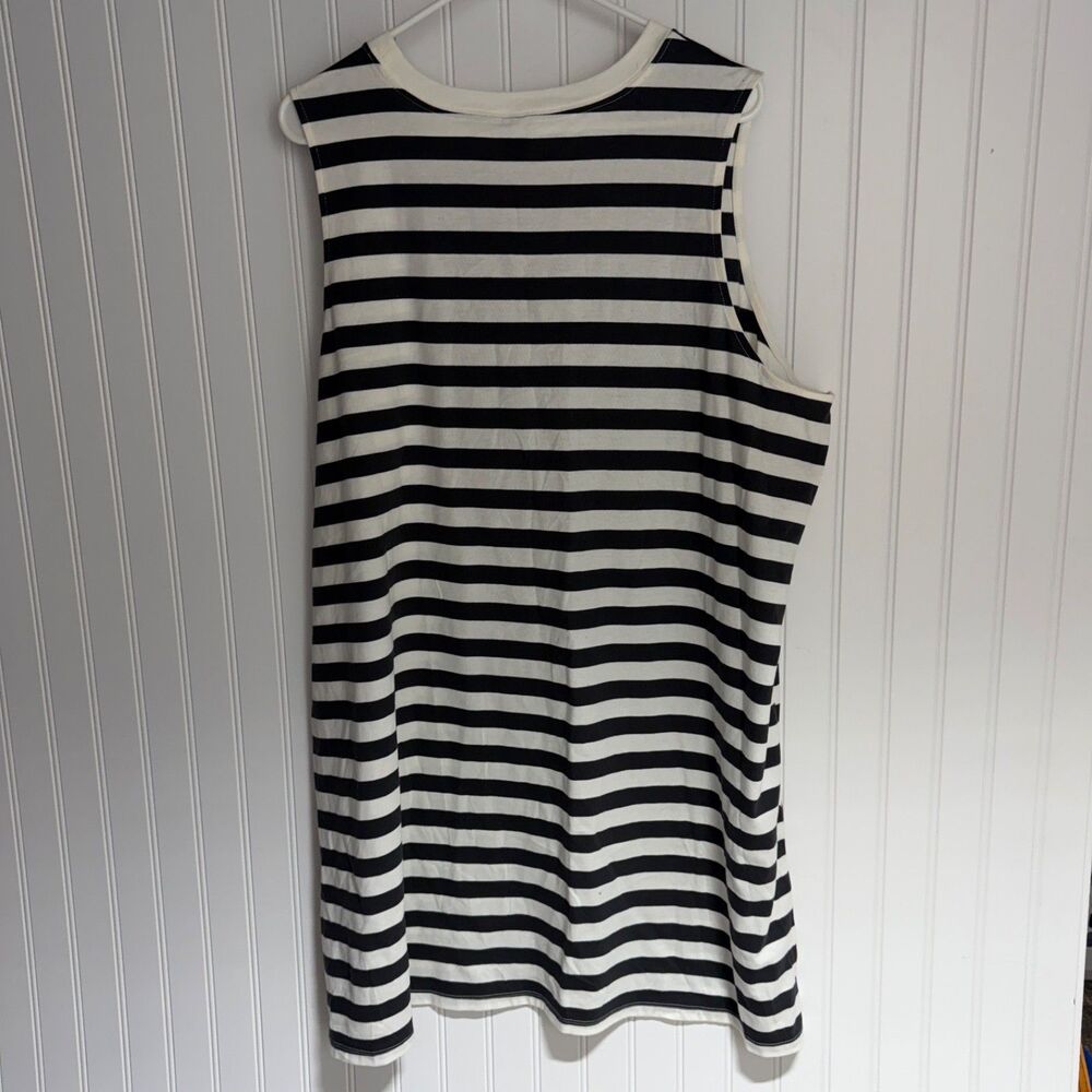 Old Navy Dress Womens XXL Knee Length Black White Striped Sleeveless Stretch